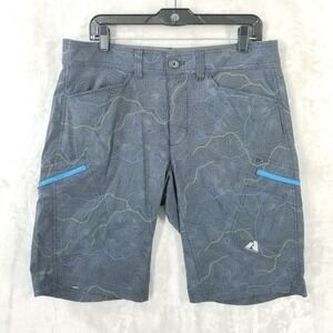 Eddie Bauer‎ Shorts Men 35 Blue Topographic First Ascent Pro Guide Hiking 11"